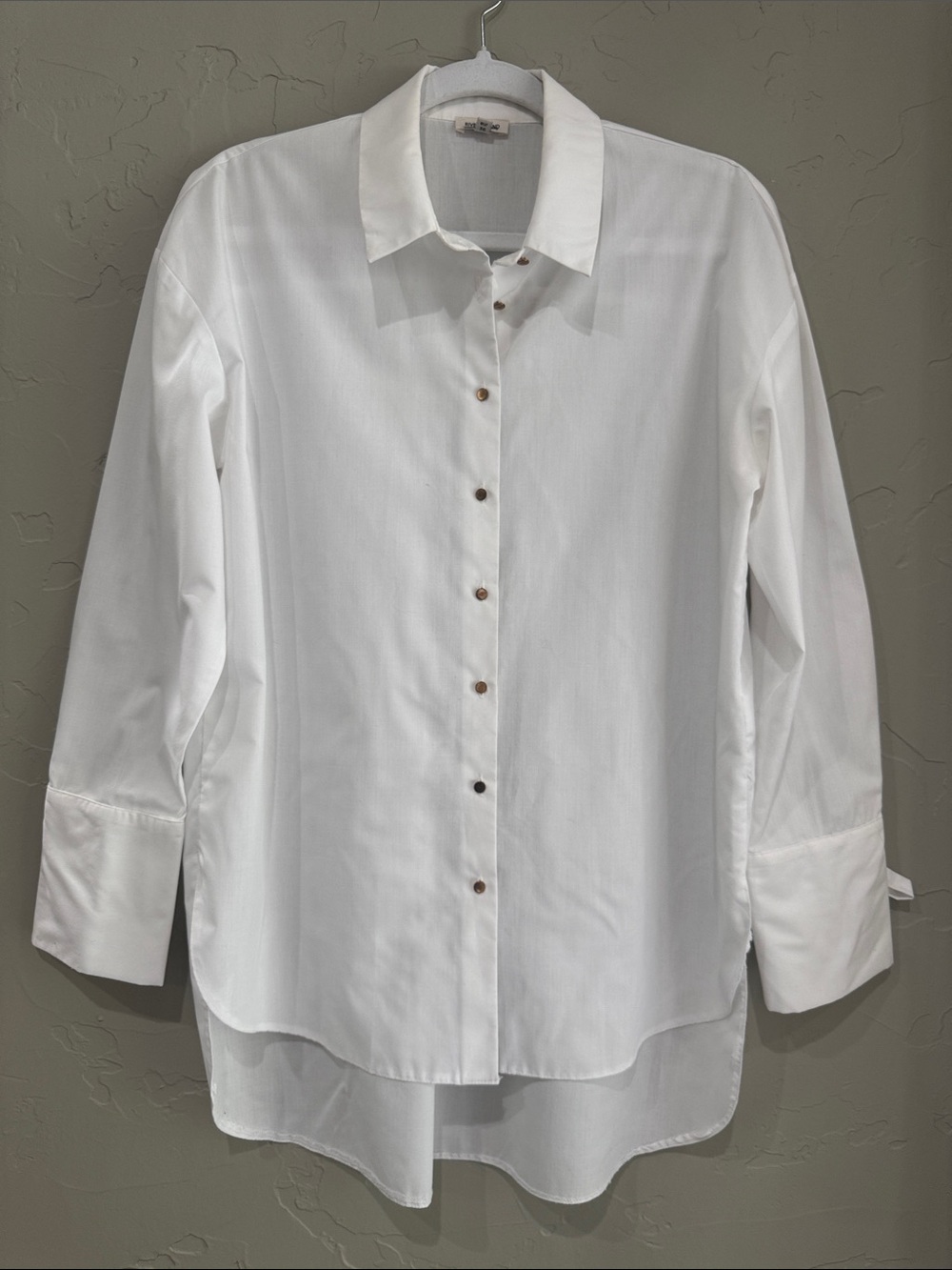 River Island White Tie Cuff Button Up Tunic Shirt Size EU 36